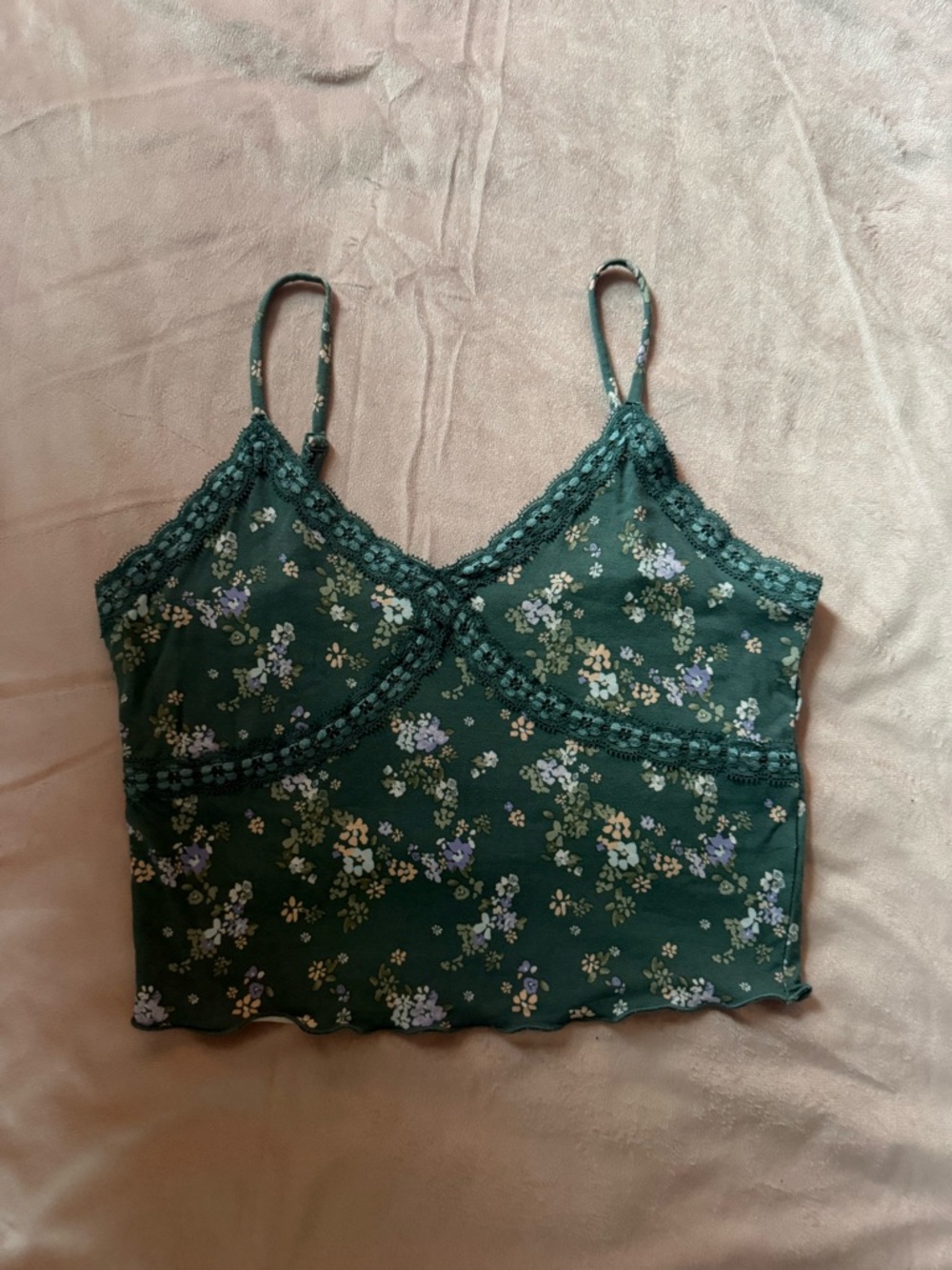 Green lace floral tank top bundle